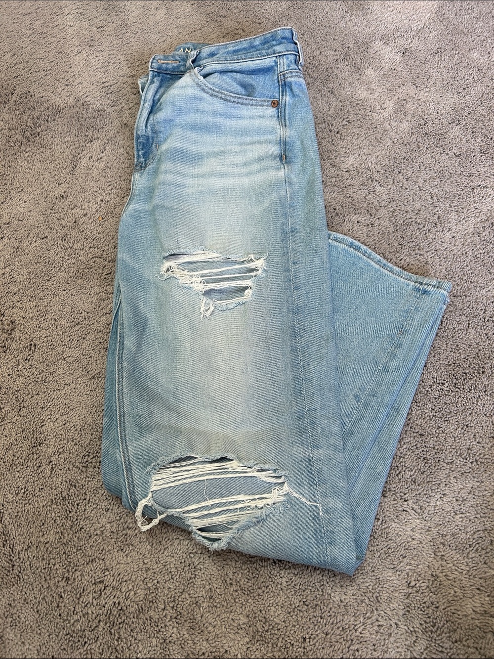American Eagle Outfitters Light Blue Ripped Boyfriend Jeans